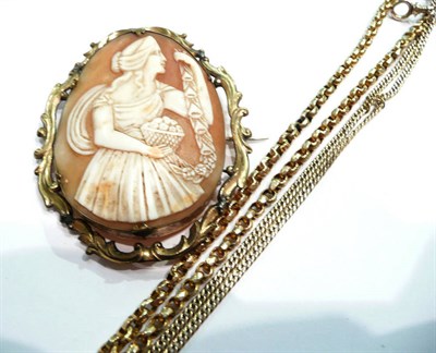 Lot 325 - Two gold chains and a cameo brooch