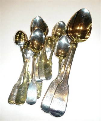 Lot 327 - A pair of William IV silver tablespoons, London 1830, a set of six Victorian teaspoons, Exeter 1858