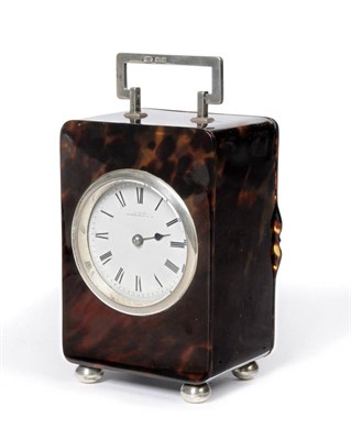 Lot 1311 - A Tortoiseshell and Silver Mounted Striking Carriage Clock, Retailed by J C Vickery, 179, 181,...