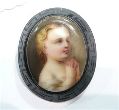 Lot 339 - A Continental oval porcelain brooch