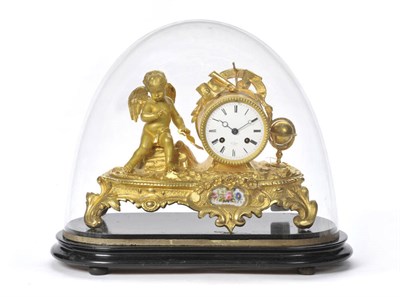 Lot 1314 - A French Gilt Metal Striking Mantel Clock, signed Hry Marc a Paris, circa 1880, the drum shaped...