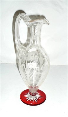 Lot 374 - Etched Victorian glass carafe