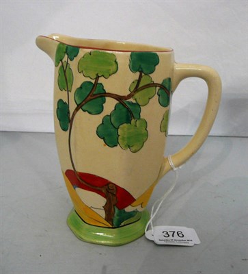 Lot 376 - Clarice Cliff pottery jug decorated with a red roofed house