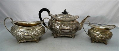 Lot 377 - Silver Elkington & Co three piece tea set