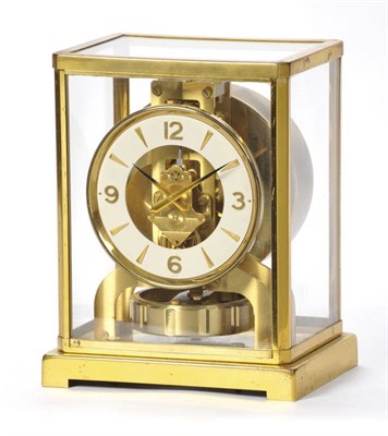 Lot 1318 - A Swiss Gilt Brass Atmos Clock, signed Jaeger LeCoultre, circa 1970, the gilt brass case with...