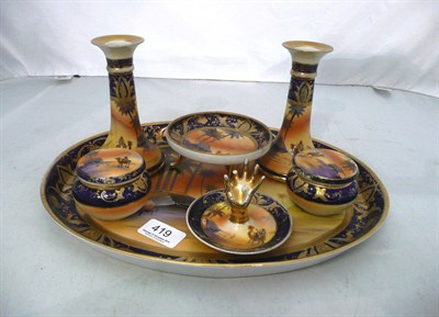 Lot 419 - A Noritake dressing table set (ring tree damaged)