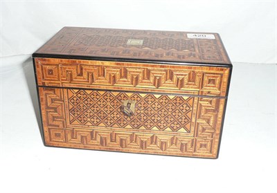 Lot 420 - A boxwood inlaid two division tea caddy