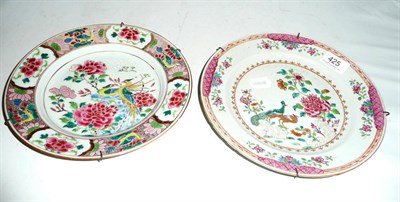 Lot 425 - Two 18th century famille rose plates