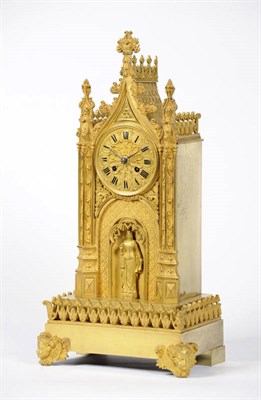 Lot 1321 - An Ormolu Striking Cathedral Clock, circa 1830, the case with pagoda top, pierced gallery...