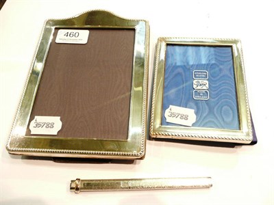 Lot 460 - Silver photograph frame, plated frame and Cartier pen (cased) (3)