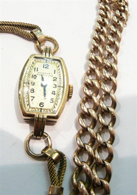 Lot 470 - 9ct gold ladies watch , gold chain