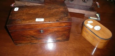 Lot 489 - Rosewood caddy and an oval box