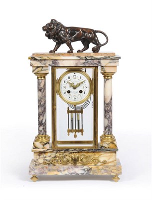 Lot 1327 - A Four Glass Marble Striking Mantel Clock, retailed by A L Esperance, H Godchot, 31 St Marlin,...