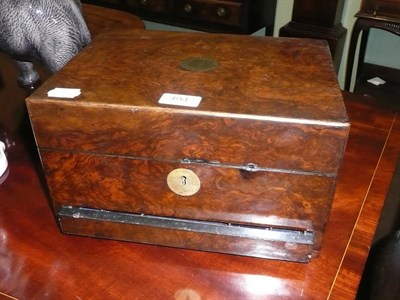 Lot 494 - Walnut fitted box with silver plated mounts