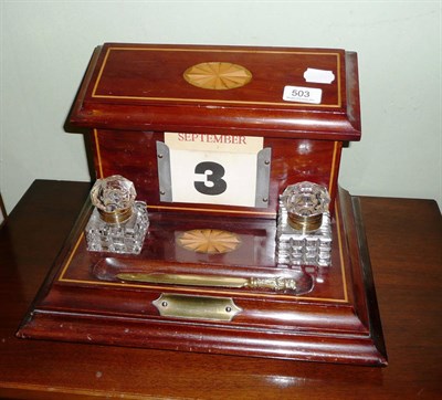 Lot 503 - Edwardian inlaid stationary cabinet