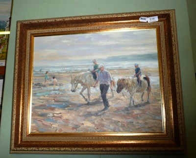 Lot 516 - Leslie W Stones, children on horseback on a beach