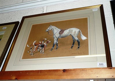 Lot 520 - Joseph Appleyard, horse and hounds, watercolour with body colour