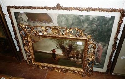 Lot 535 - Gilt-framed print and an over-painted print