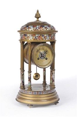 Lot 1332 - A Cloisonne Enamel and Gilt Metal Striking Temple Mantel Clock, circa 1890, the case in the form of