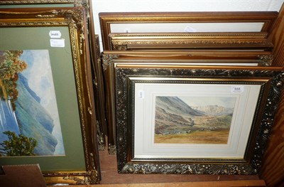 Lot 555 - Framed watercolour by Brian Irving - mountainous landscape and ten assorted framed 20th century...