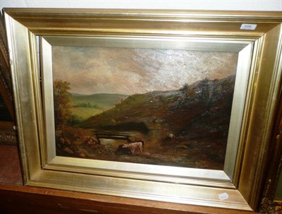 Lot 556 - Oil on canvas depicting cattle in a landscape signed A Stringer and dated 1913