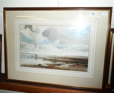 Lot 564 - J Barrie Haste framed watercolour, figures on a beach