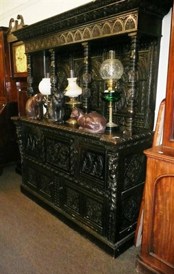 Lot 576 - Victorian carved oak sideboard