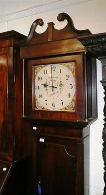 Lot 577 - Oak and mahogany thirty hour 'Blake Borough, Burnley' clock case with painted dial (lacking...