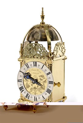 Lot 1335 - A Modern Brass Striking Lantern Clock, 6-inch silvered dial with Roman numerals, engraved dial...