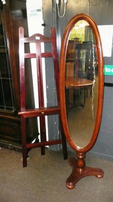 Lot 582 - Mahogany display easel and a cheval mirror