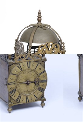 Lot 1337 - An Early Brass Lantern Clock, signed Edward Stanton, Londini, late 17th century, 6-1/2-inch...