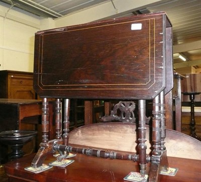 Lot 603 - Pembroke table, carved oak corner cupboard and an inlaid Sutherland table (3)