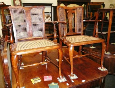 Lot 613 - Two similar caned armchairs and a dressing table stool (3)