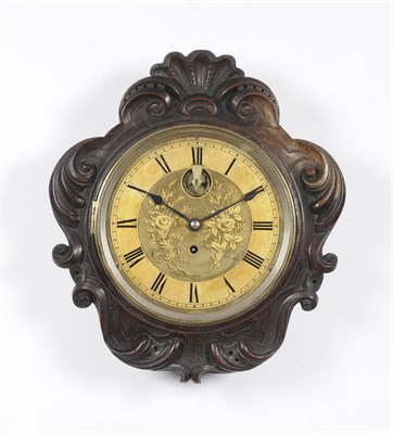 Lot 1339 - A Mahogany 8-inch Dial Wall Clock with Visible Balance, circa 1860, the case front with shell...