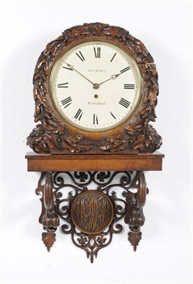 Lot 1340 - An Oak Wall Timepiece, Dismore, Liverpool, circa 1850, the case carved around the dial with...