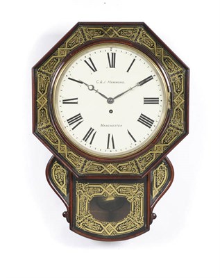 Lot 1341 - A Glass Fronted Trunk Dial Wall Timepiece, C & J Hammond, Manchester, circa 1870, the case...