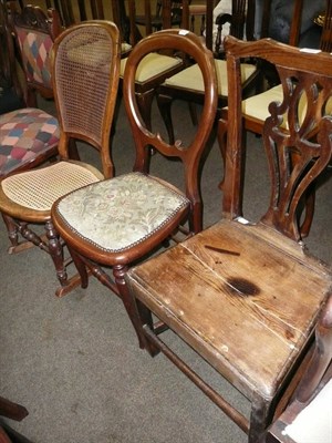 Lot 646 - Pair of Hepplewhite-style chairs, a rocking chair and three dining chairs