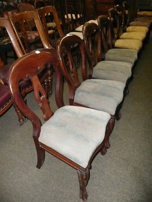 Lot 649 - Seven Victorian mahogany dining chairs and two oak leather-upholstered chairs