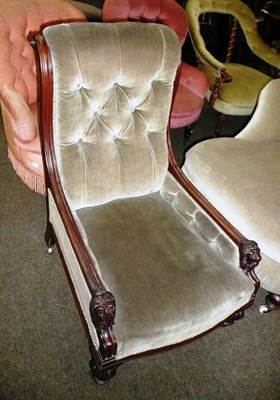 Lot 655 - A mahogany button-back chair