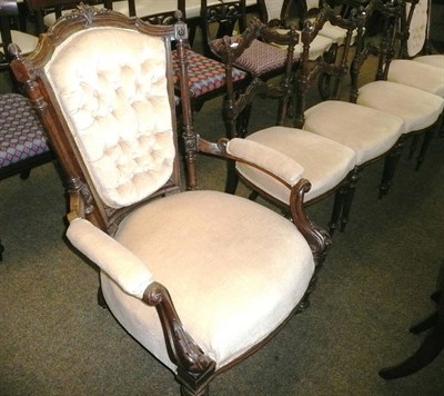 Lot 660 - A six piece Victorian walnut salon suite