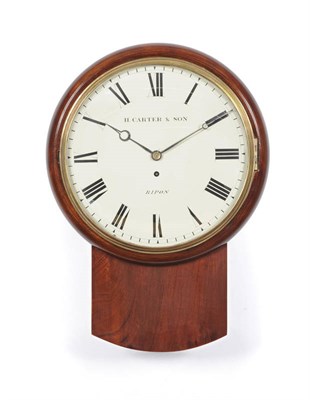 Lot 1343 - A Mahogany Trunk Dial Wall Timepiece, H Carter & Son, Ripon, circa 1850, the case with side and...