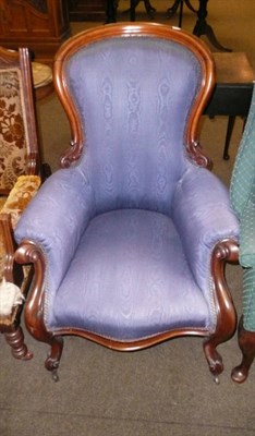 Lot 665 - Victorian mahogany upholstered armchair