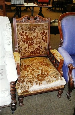 Lot 666 - Victorian walnut open armchair