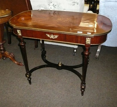 Lot 669 - Walnut inlaid single drawer side table with gilt metal mounts