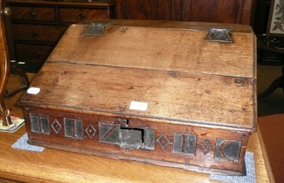 Lot 676 - Carved oak bible box