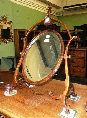 Lot 677 - Mahogany-framed toilet mirror with jasperware plaque