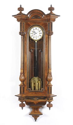 Lot 1345 - An Impressive Large Month-Going Quarter Striking Wall Clock, circa 1890, the figured case with...