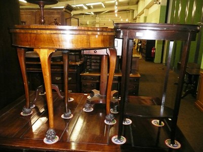 Lot 701 - Fold-over card table and a kidney-shaped tray-top table