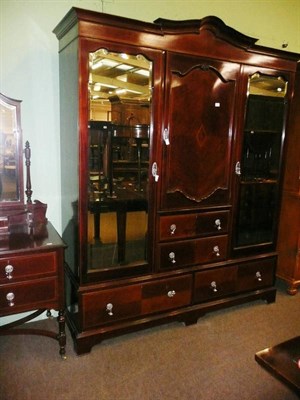 Lot 708 - Large mahogany wardrobe, dressing chest and chair