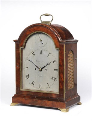 Lot 1351 - A Mahogany Striking Bracket Clock, signed Yonge & Son, Strand, London, circa 1820, the arched...